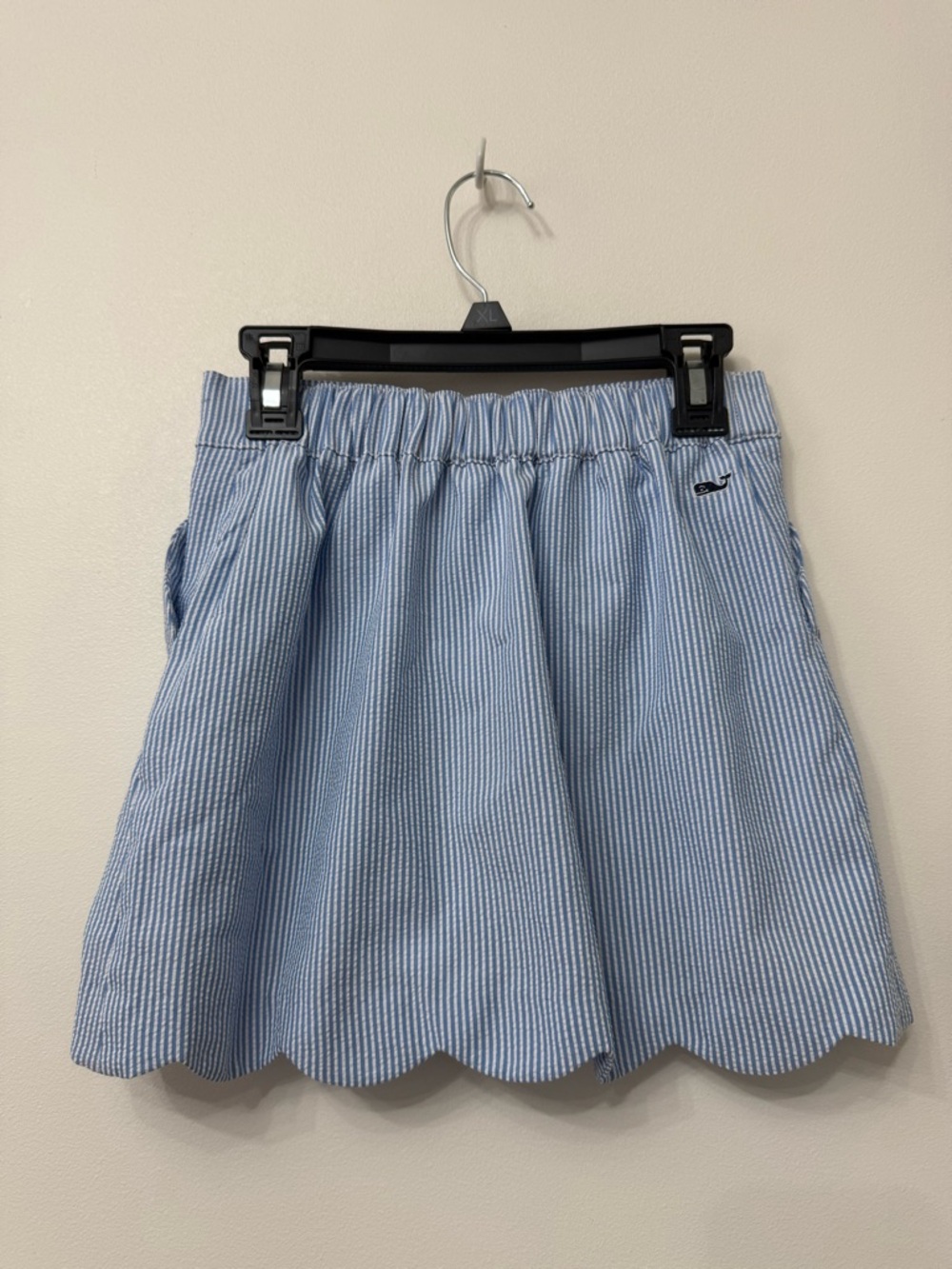 Vineyard Vines Girls Blue Stripe Scallop Hem Cotton Skirt - Picture 3 of 8